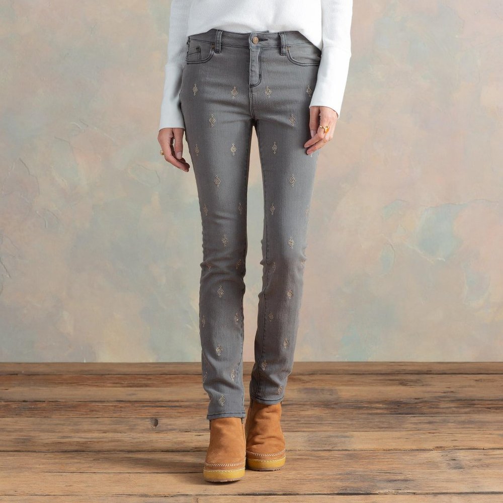 Sundance Primrose Party Slim Jeans Sequin Sz 27-28.